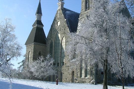 Photo of King Chapel Cornell College during winter