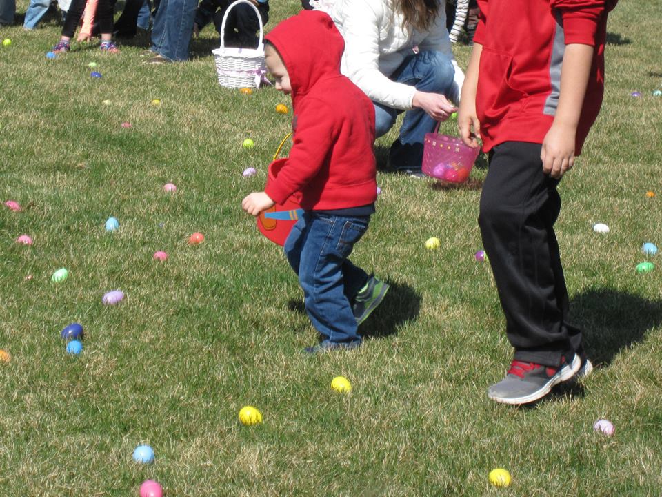 Boy collecting Easter Eggs