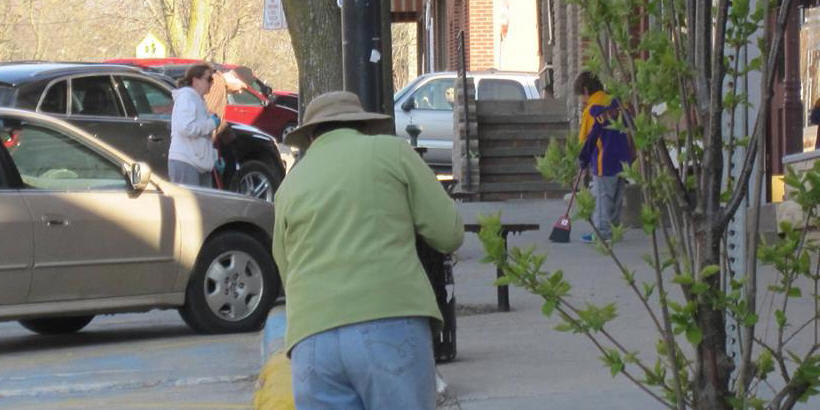 Photo of sweeping the streets during Clean Up Day Mt Vernon 2014