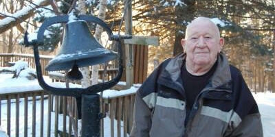 Jim Gunn and the historic Abbe Creek School Bell