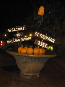 Lisbon Halloweentown Sign with Pumpkins