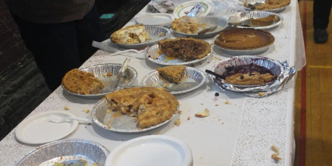 Table of pies during CDG's first Pi Day Fundraiser
