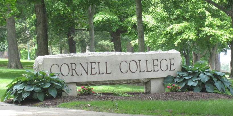 Cornell College Campus Sign during the summer