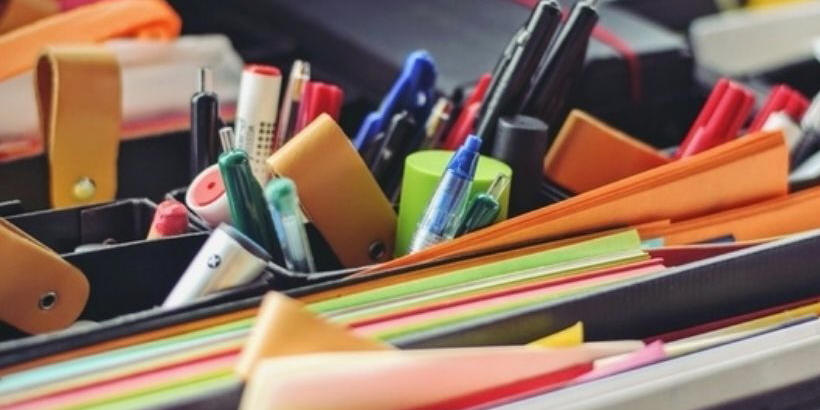 colorful paper and office supplies
