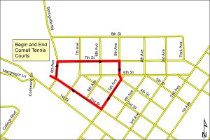 Map of Marching Band Parade Route on 11/21/16