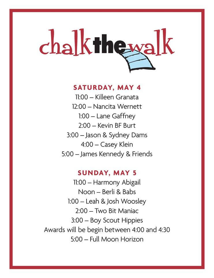 Chalk the Walk 2019 Live Music Schedule