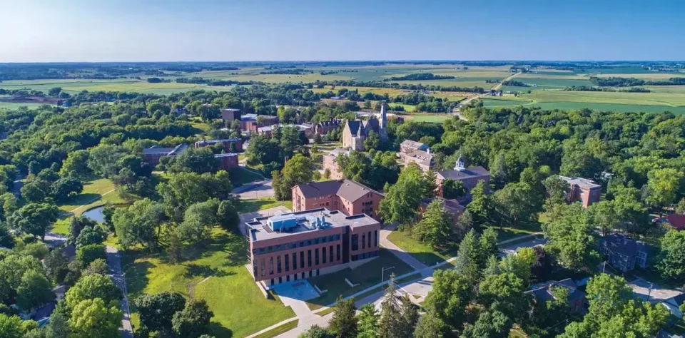 Aerial view of Cornell Campus facing West