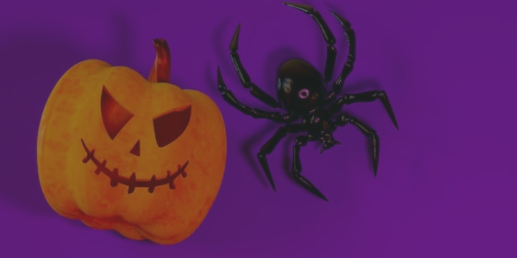 Jack-O-Lantern and Spider with purple background