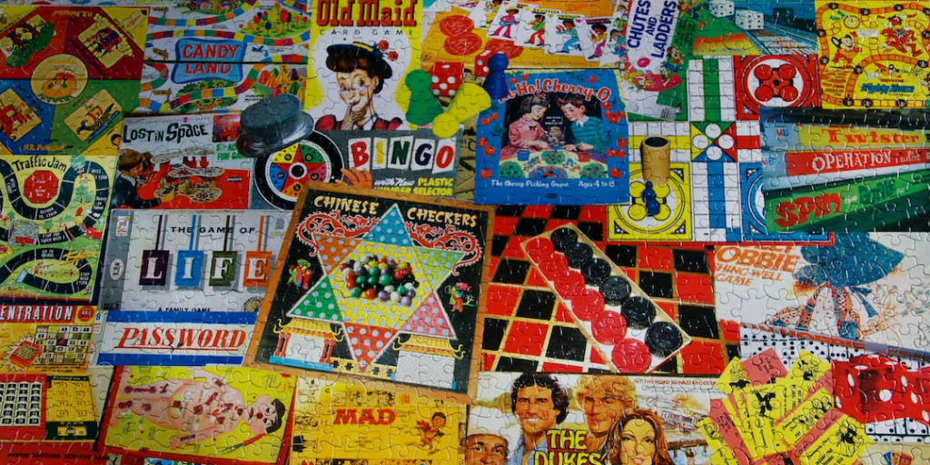 A wide variety of colorful games in a puzzle